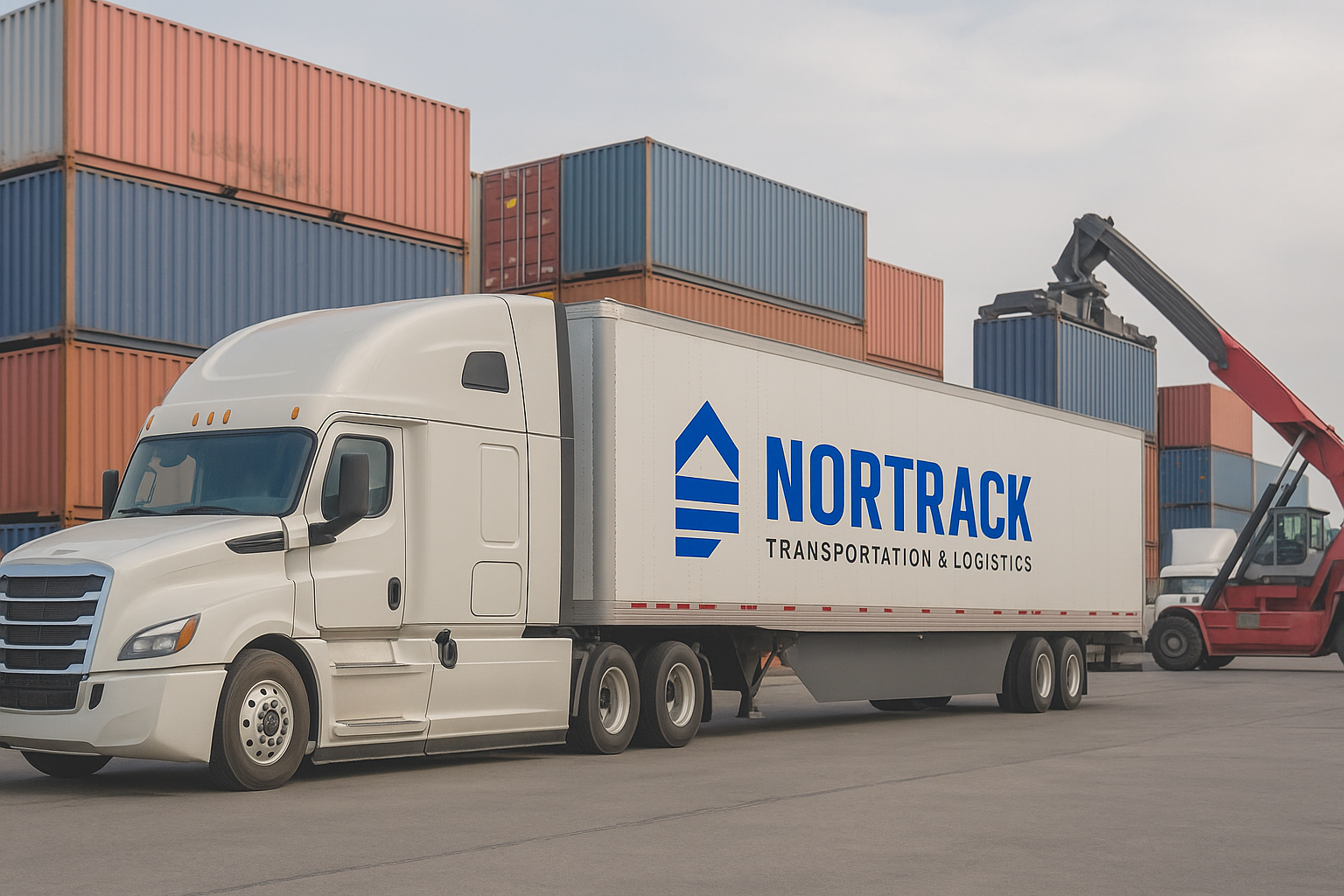 Camión Nortrack y contenedores